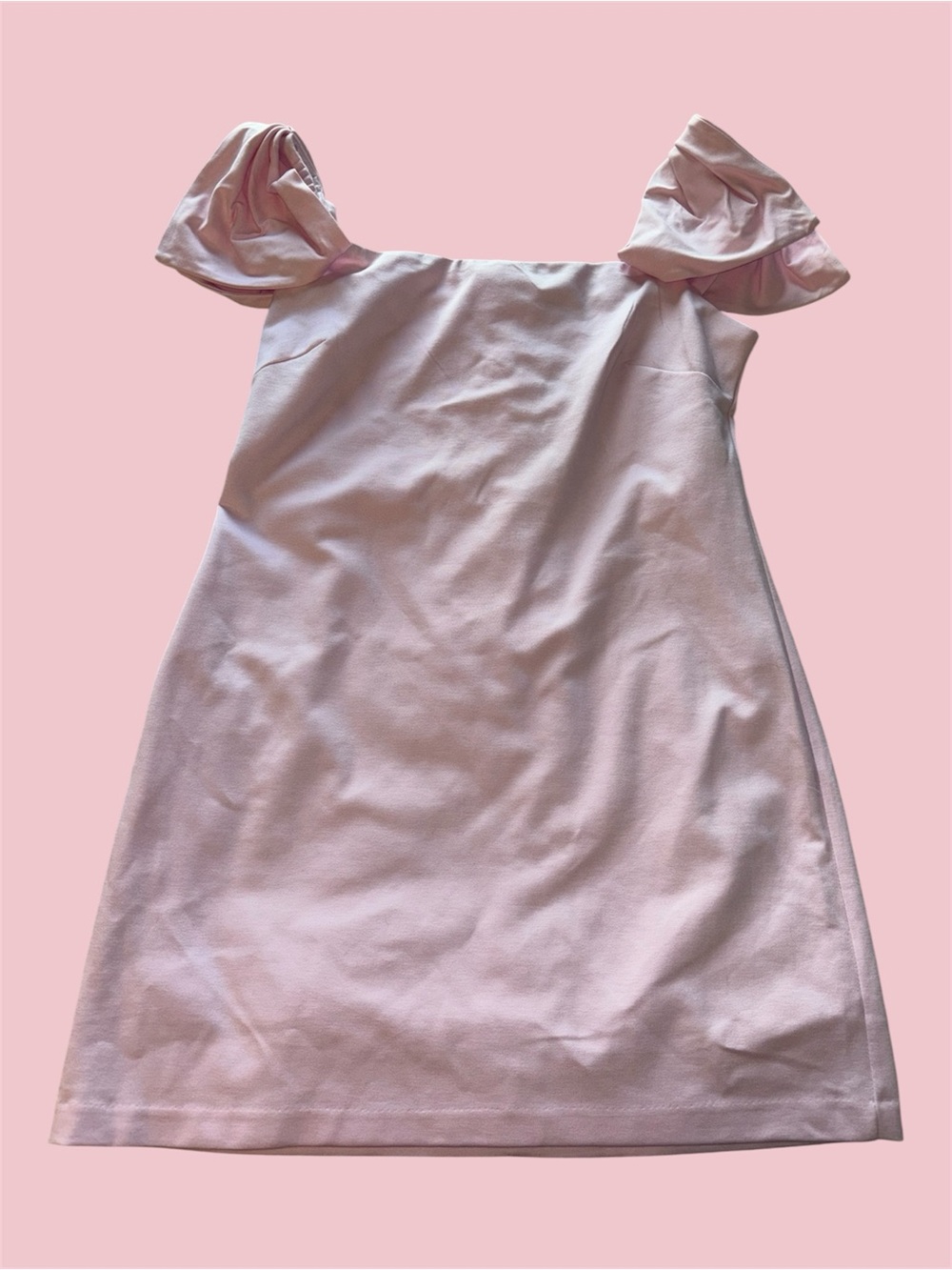 Wild Fable Light Pink Off the Shoulder Bow Short Sleeve Mini A-Line Dress - Picture 2 of 8